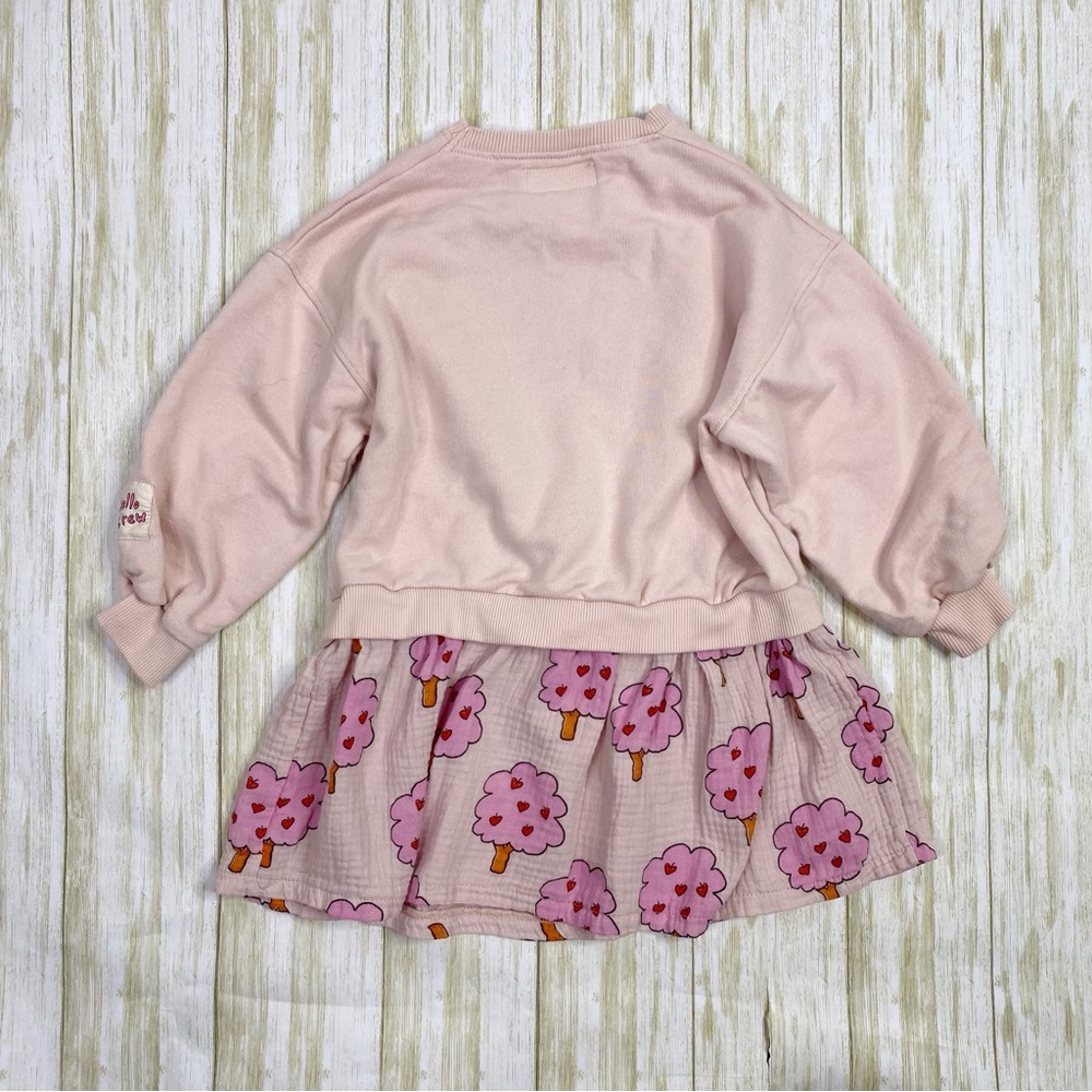 Zara Kids Pink Contrasting Apple Long Sleeve Dress - Picture 7 of 7